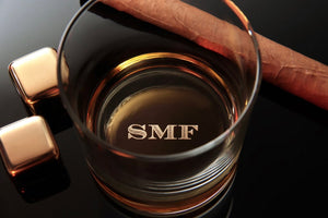 Custom Whiskey Glass with premium quality side and bottom engraving for any special occasion