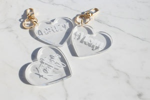 Custom acrylic name keychain/ Acrylic heart keychain/ Heart name keychain/ Name keychain/ Engraved name keychain/ Personalized name gift