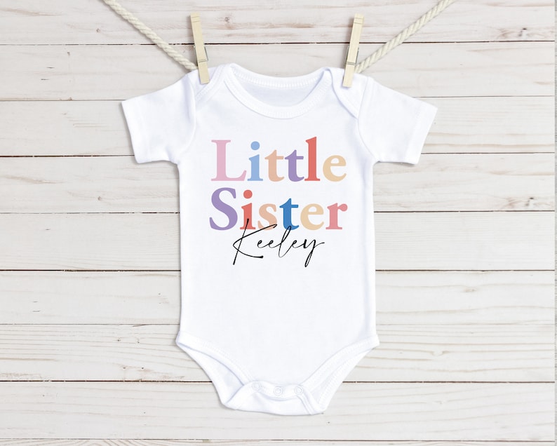 Big Sister Shirt, Little Sister Baby Grow, Cute Siblings Kids Personalised Tees, Baby Bodysuit Matching Sisters Tshirts