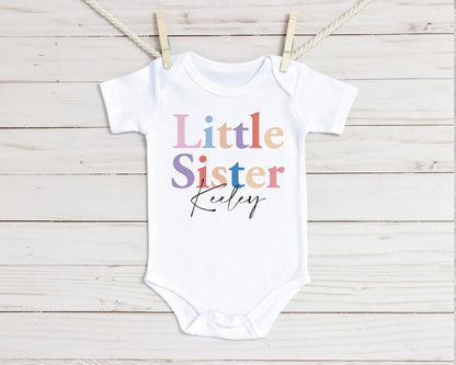 Big Sister Shirt, Little Sister Baby Grow, Cute Siblings Kids Personalised Tees, Baby Bodysuit Matching Sisters Tshirts