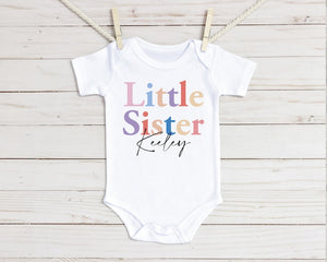 Big Sister Shirt, Little Sister Baby Grow, Cute Siblings Kids Personalised Tees, Baby Bodysuit Matching Sisters Tshirts