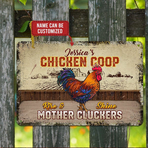 Custom Name Chicken Coop Rise and Shine Country Decorative Metal Sign, Chicken Coop Sign, Farmhouse Chicken Decor Chicken Metal Sign