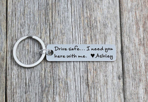 Drive Safe keychain, Customizable Rectangle Anniversary gift, Personalized Anniversary Gift for Him, Boyfriend Gift, Custom Husband Gift