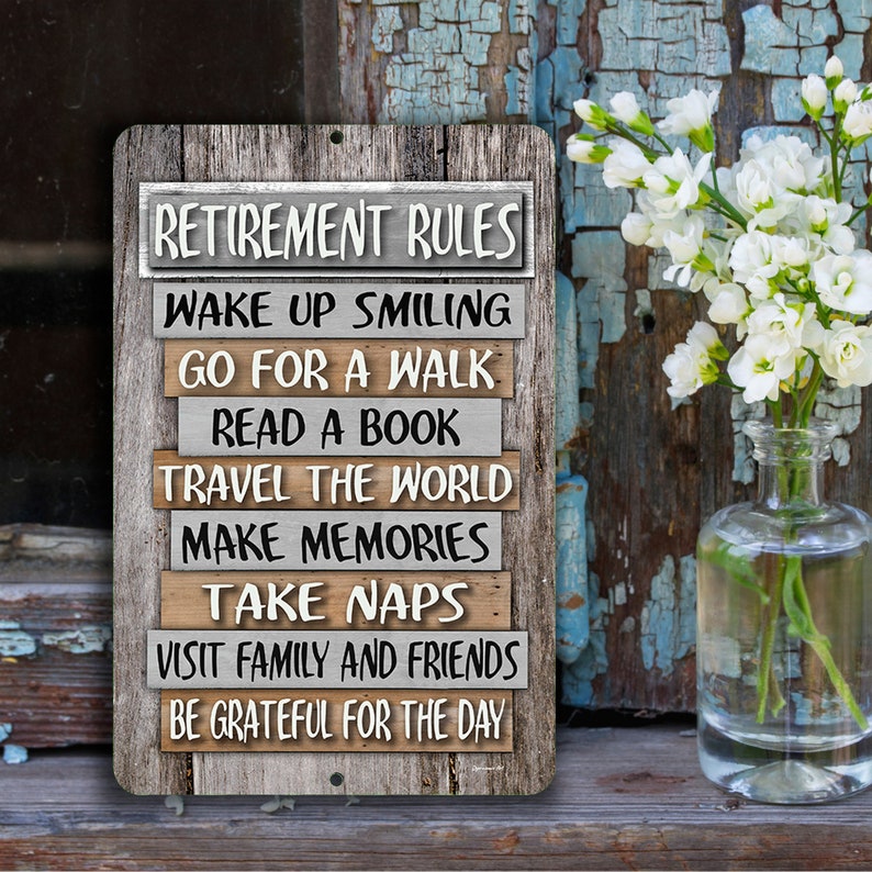 Retirement Rules Sign | Inspirational Wall Decor | Rustic Retirement Gift Custom Retirement Metal Sign Retirement Gift For Friend