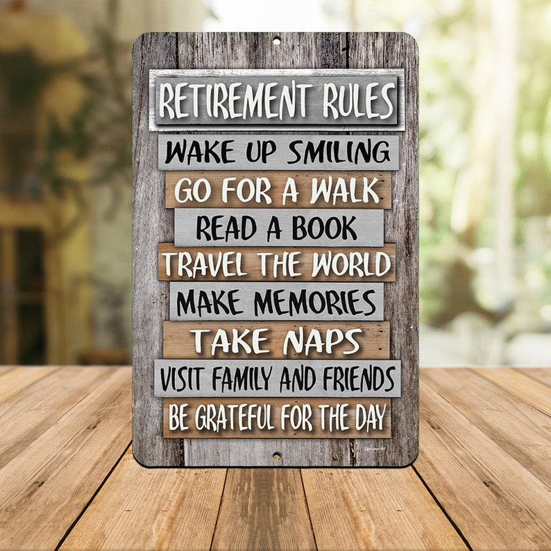 Retirement Rules Sign | Inspirational Wall Decor | Rustic Retirement Gift Custom Retirement Metal Sign Retirement Gift For Friend