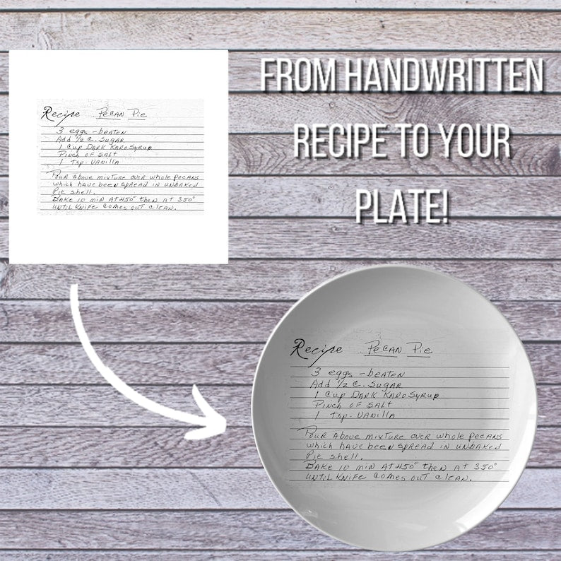 Personalized Handwritten Recipe Plate: Photo Picture Plate, Kitchen Gift