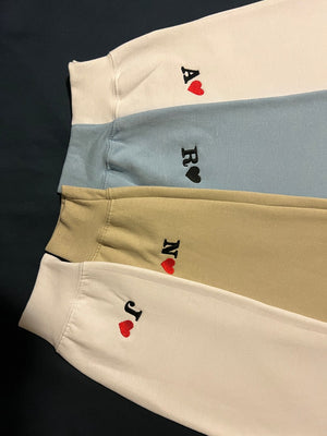 Custom Embroidered Initial Heart Sweatshirt, Initial on Sleeve, Couple Shirt, Anniversary, Couple's Shirt, Custom Embroidered Hoodie.