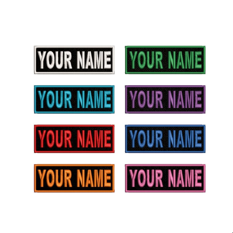 Embroidered Patch (NAME-TEXT) Customizable Iron-On Patch (Rectangular)