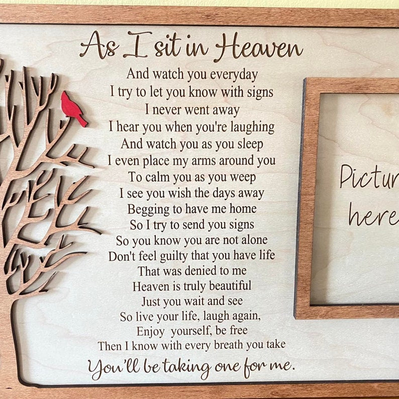 Wood Cardinal Memorial Plaque Memorial Wood Plaque With Stand Remembrance Gift As I Sit In Heaven Memorial Wood Plaque