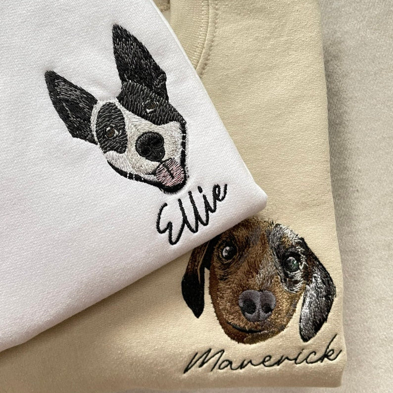 Custom Embroidered Pet Crewneck Sweatshirt, Custom Dog Shirt, Custom Cat Sweatshirt