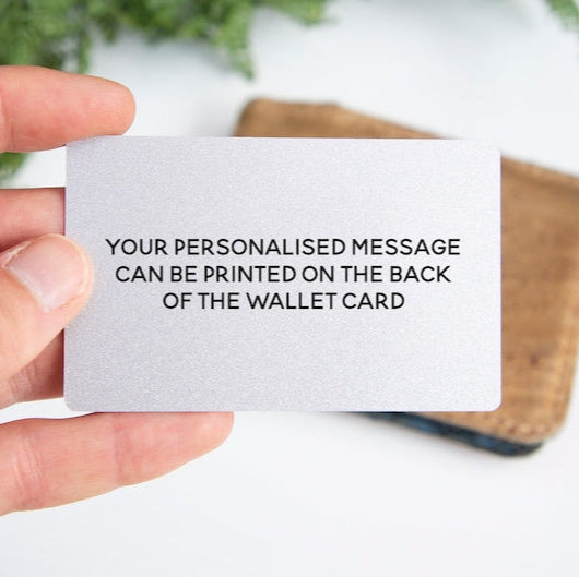 Metal wallet card with map & caption. Christmas gift for boyfriend. Personalised anniversary gifts for him Valentine's Day keepsake