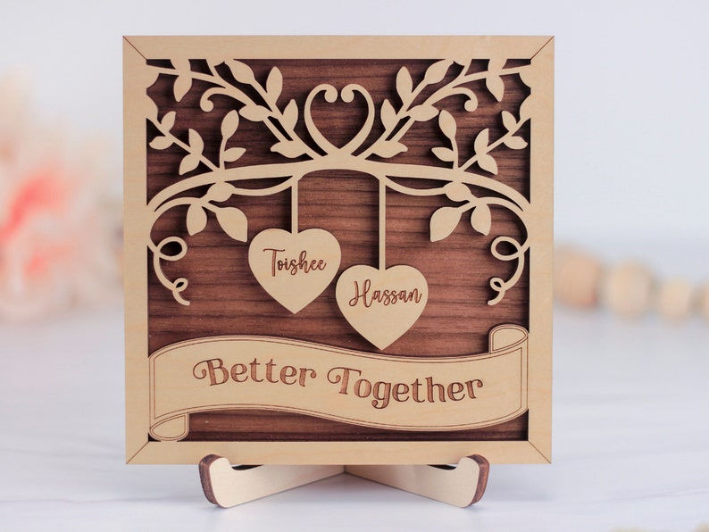 Personalized Wooden Sign Gifts for Couples, Engagement Gifts, Couple Names Wood Sign, Anniversary Gift, Wedding Gift, Better Together
