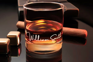 Custom Whiskey Glass with premium quality side and bottom engraving for any special occasion