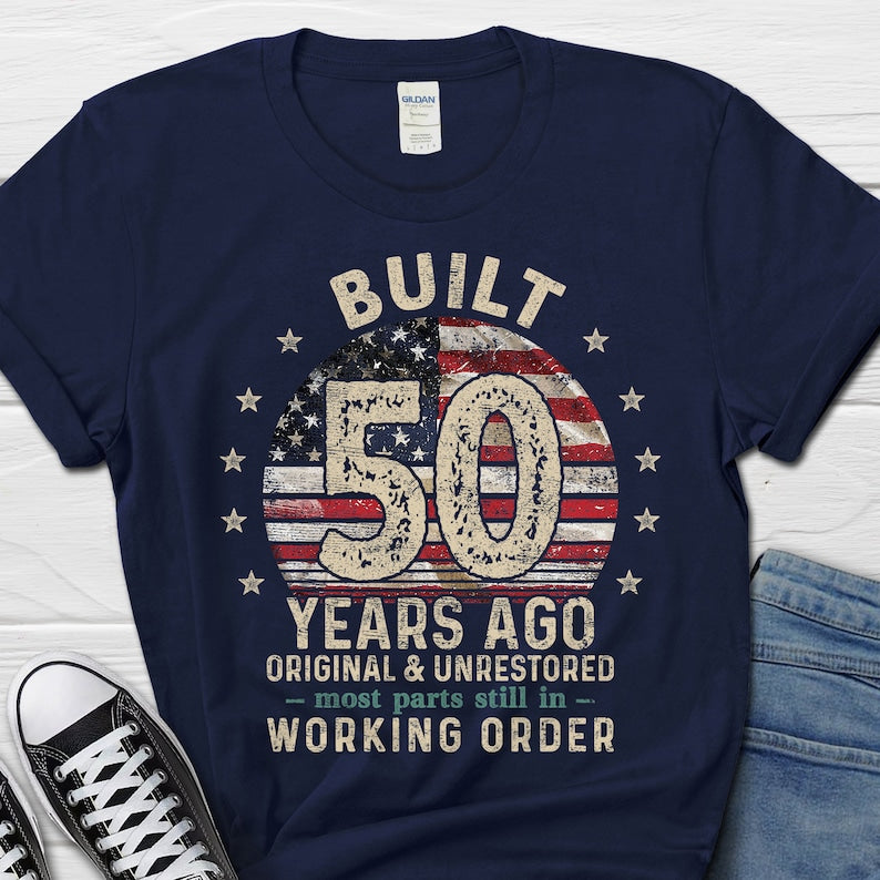 Built 50 Years Ago Shirt, Vintage 1975 Shirt, 50th Birthday Gift, Turning 50 Gift, Retro Classic T-Shirt for Him, Birthday Gift for Men