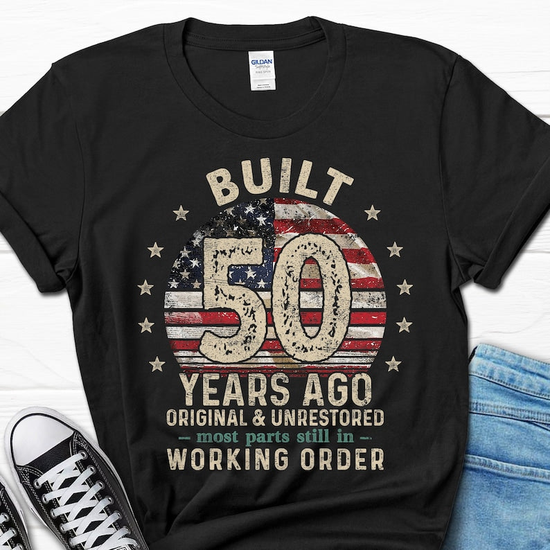 Built 50 Years Ago Shirt, Vintage 1975 Shirt, 50th Birthday Gift, Turning 50 Gift, Retro Classic T-Shirt for Him, Birthday Gift for Men