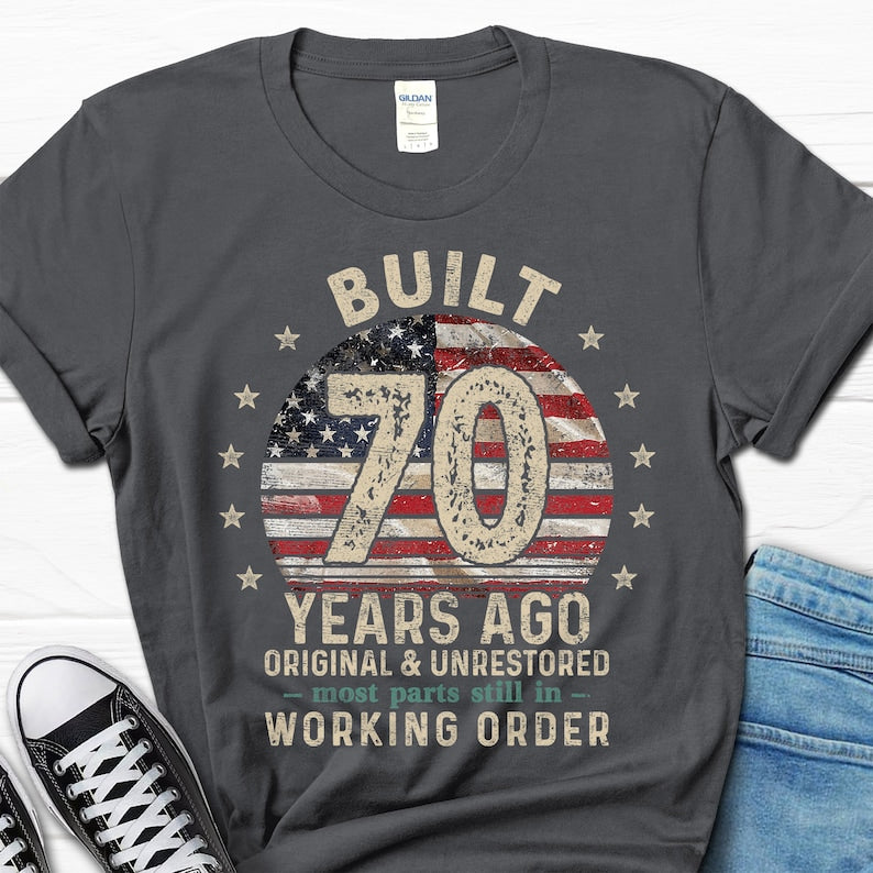 Built 70 Years Ago Shirt, Vintage 1955 Shirt, 70th Birthday Gift, Turning 70 Gift, Retro Classic T-Shirt for Him, Birthday Gift for Men