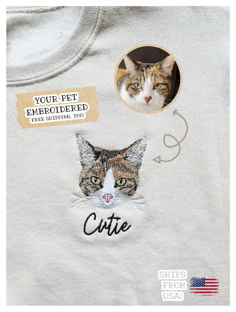 Custom Embroidered Pet Crewneck Sweatshirt, Custom Dog Shirt, Custom Cat Sweatshirt il_794xN.4655063007_9b4g.jpg