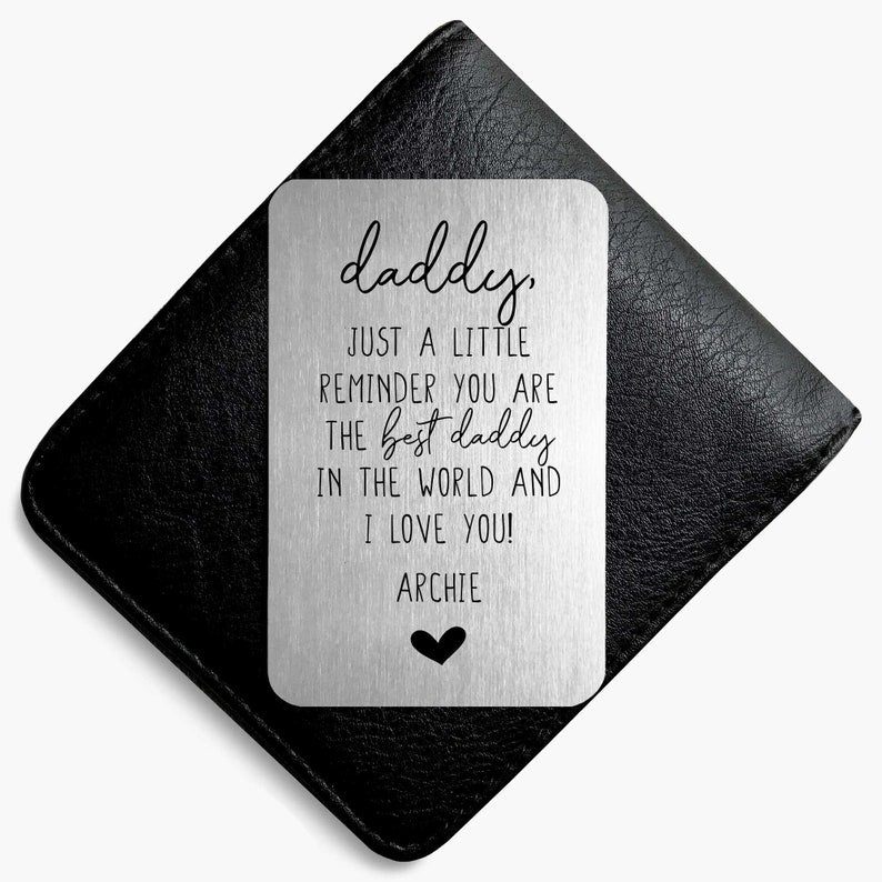 Best Daddy Wallet Card, Personalised Metal Wallet Card, Gift For Dad From Daughter, Son, Custom Wallet Insert & Envelope, Father's Day Gift