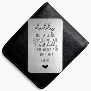 Best Daddy Wallet Card, Personalised Metal Wallet Card, Gift For Dad From Daughter, Son, Custom Wallet Insert & Envelope, Father's Day Gift