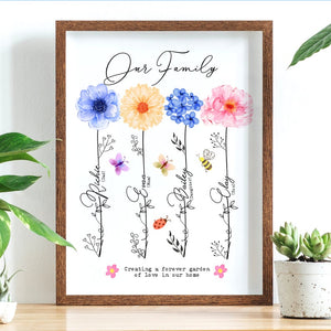 Personalised FLOWERS Family Our Family PRINT Gift / Mum Birthday Gift / Mothers Day for Mummy / Mothers Day Gift / Mum Birthday Gift