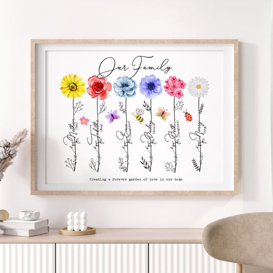 Personalised FLOWERS Family Our Family PRINT Gift / Mum Birthday Gift / Mothers Day for Mummy / Mothers Day Gift / Mum Birthday Gift