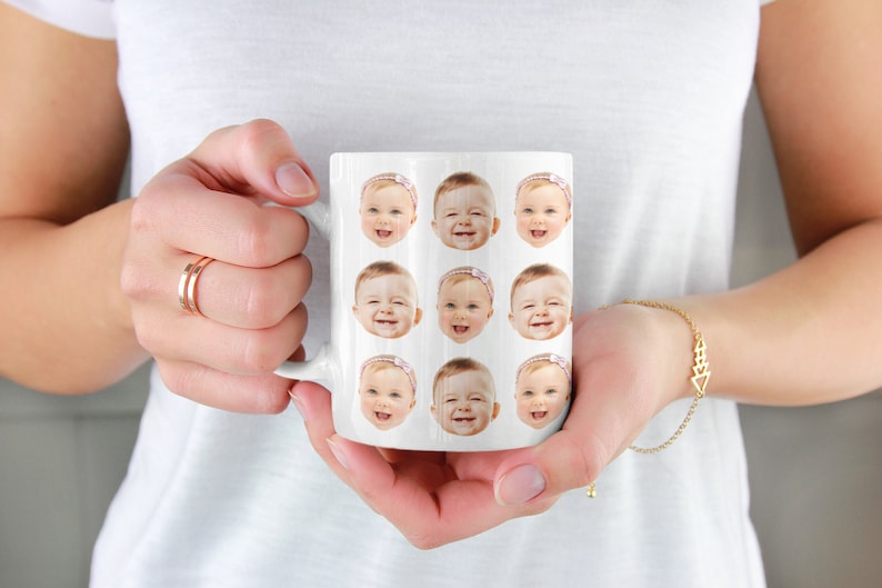 Custom Baby Face Mug, Baby Face Pattern Mug, Grandpa Mug Gift, Dad Birthday Gift, Baby Face Cup, Mug with Baby Pictures, Father's Day Mug