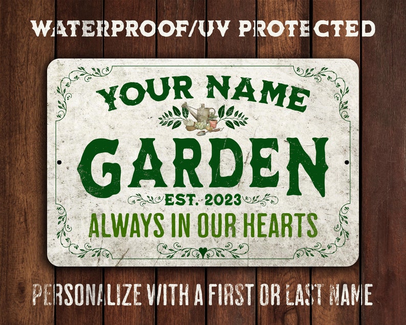 Personalized Garden Sign | Rustic Distressed Finish | 9 Custom Text options | Outdoor Garden Decor | Gift for Her | Mother's Day Gift