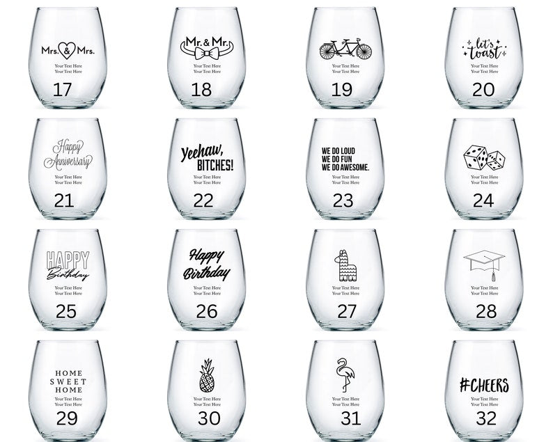 Personalized Big Wine Glasses - Custom Glassware - Wedding Wine Glasses - Birthday Wine Glasses - Bridal Shower Glasses - Unique Favor