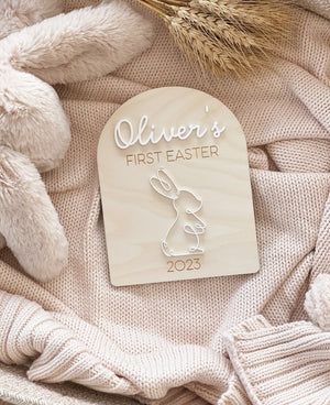 My First Easter Plaque - Wooden Easter Bunny sign - Babies Milestone Photo Prop - Easter Keepsake
