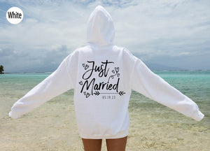 Personalized Just Married Hoodie, Custom Mr and Mrs Shirts, Bride Sweatshirts, Just Married Shirt, Honeymoon Gifts, Bridal Shirt