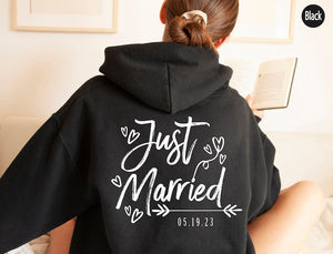 Personalized Just Married Hoodie, Custom Mr and Mrs Shirts, Bride Sweatshirts, Just Married Shirt, Honeymoon Gifts, Bridal Shirt