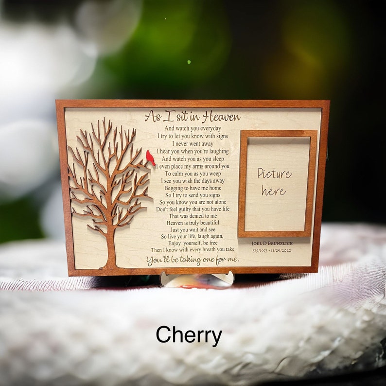 Wood Cardinal Memorial Plaque Memorial Wood Plaque With Stand Remembrance Gift As I Sit In Heaven Memorial Wood Plaque