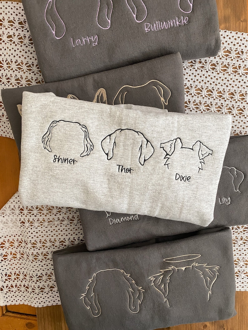 EMBROIDERED Dog Ears with Personalized Names