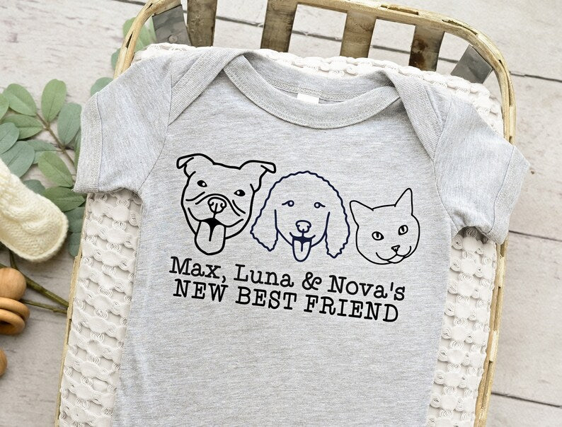 Best Friend Dog Onesie, Baby Shower Gift, Custom baby Onesie, Personalized Dog Onesie, Baby Gift, Newborn Gift, Custom Baby Gift