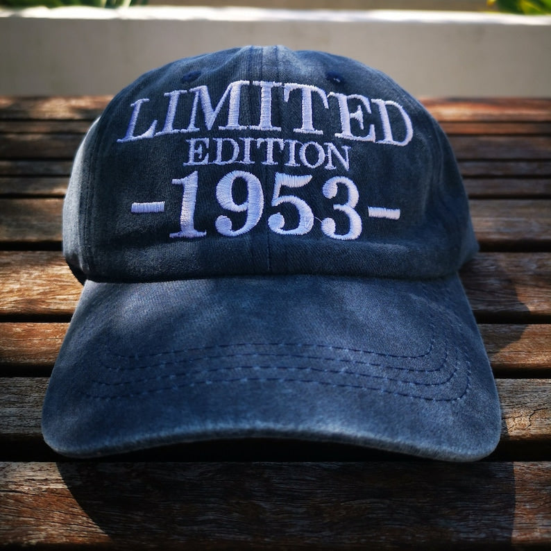 Custom Happy Birthday 50th 60th 70th 80th 90th Limited Edition Mum Dad Cotton Twill Personalised Cap 1945 1955 1965 Grandpa Grandma Gift Hat