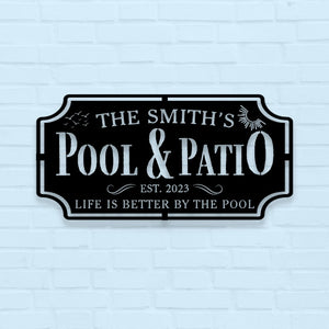 Personalized Pool & Patio Sign,Metal Sign,Custom Pool Sign,Swimming Pool Decor,Outdoor Decor,Backyard Pool Decor,Farmhouse Wall Art