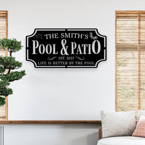 Personalized Pool & Patio Sign,Metal Sign,Custom Pool Sign,Swimming Pool Decor,Outdoor Decor,Backyard Pool Decor,Farmhouse Wall Art