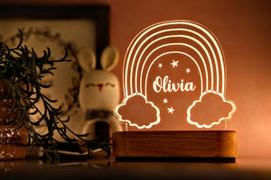 Personalized Night Light with Moon & Stars - Kids Room Decor - Newborn Boy Girl Name Gift - Gift for Baby and Toddler - Gift for Unique Baby