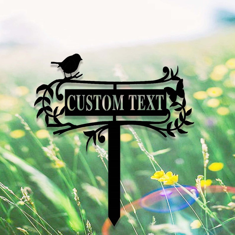 Custom Garden Sign with Stake,Metal Bird Garden Sign,Personalized Garden Stake,Yard Sign,Yard Decor,Gardener Name Sign,Mom's Garden Sign