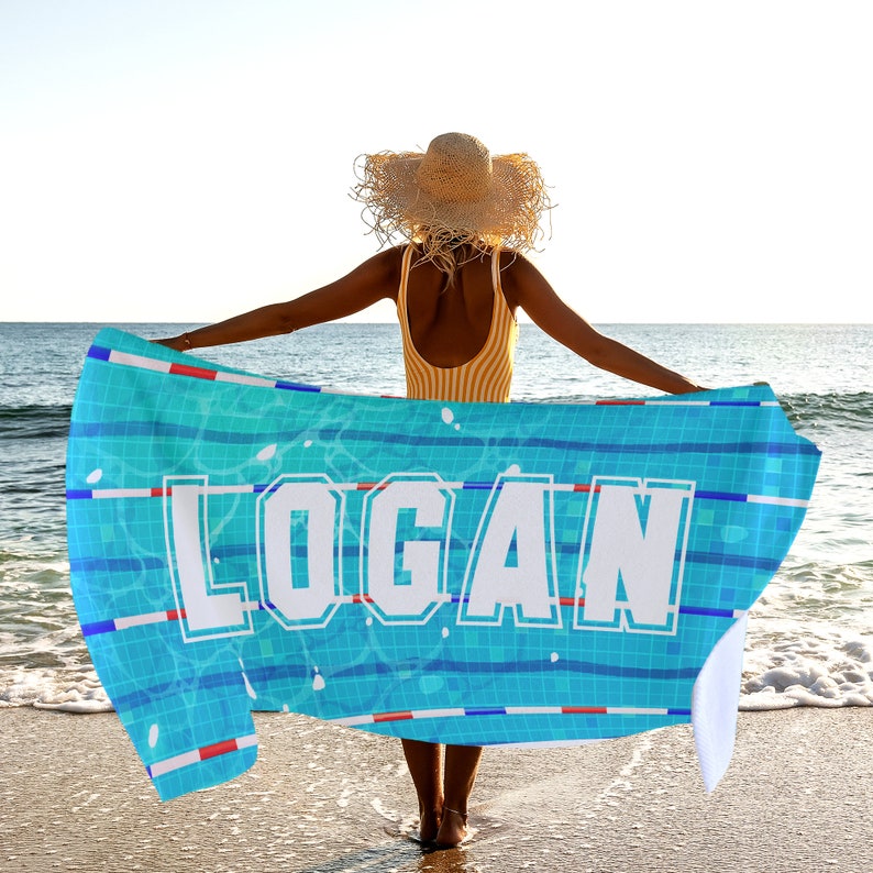 Swimming Beach Towel, Personalized Swim Team Pool Towels, Swimming Team Gifts, Custom Gift for Teams, Customize Swimming Towels