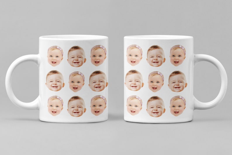 Custom Baby Face Mug, Baby Face Pattern Mug, Grandpa Mug Gift, Dad Birthday Gift, Baby Face Cup, Mug with Baby Pictures, Father's Day Mug