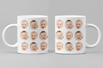Custom Baby Face Mug, Baby Face Pattern Mug, Grandpa Mug Gift, Dad Birthday Gift, Baby Face Cup, Mug with Baby Pictures, Father's Day Mug