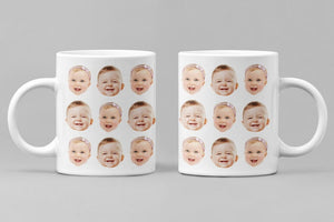 Custom Baby Face Mug, Baby Face Pattern Mug, Grandpa Mug Gift, Dad Birthday Gift, Baby Face Cup, Mug with Baby Pictures, Father's Day Mug