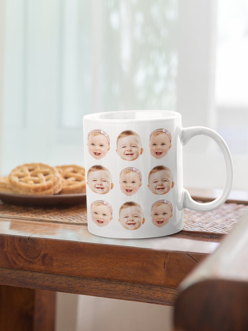 Custom Baby Face Mug, Baby Face Pattern Mug, Grandpa Mug Gift, Dad Birthday Gift, Baby Face Cup, Mug with Baby Pictures, Father's Day Mug