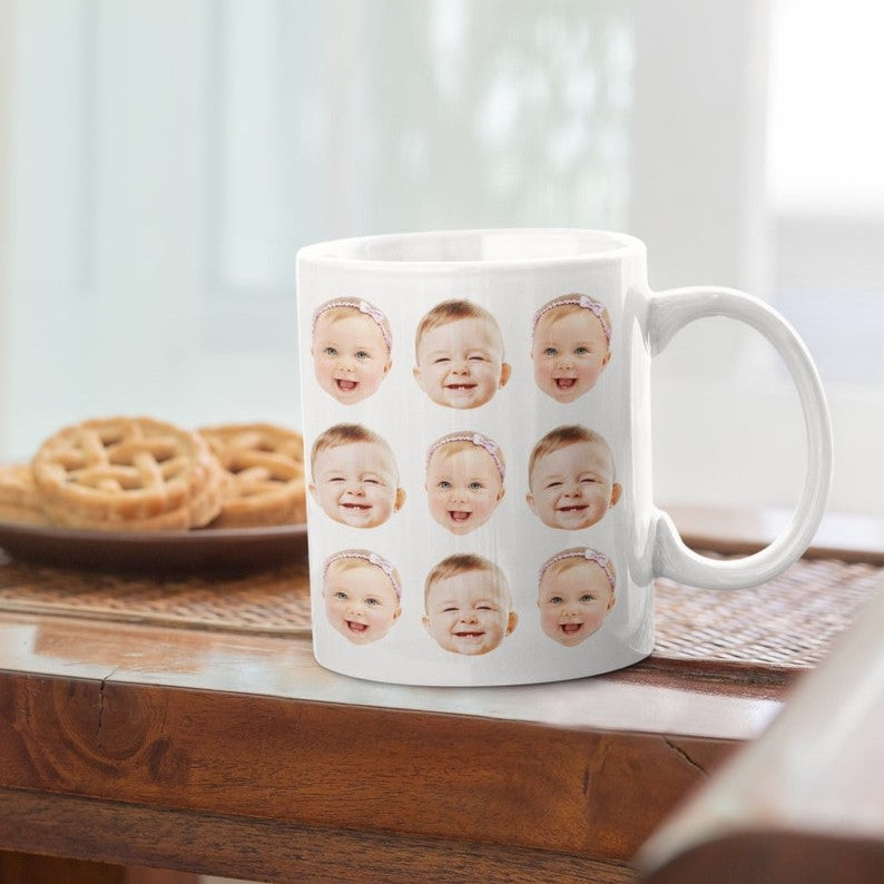 Custom Baby Face Mug, Baby Face Pattern Mug, Grandpa Mug Gift, Dad Birthday Gift, Baby Face Cup, Mother's Day Mug Baby, Father's Day Mug