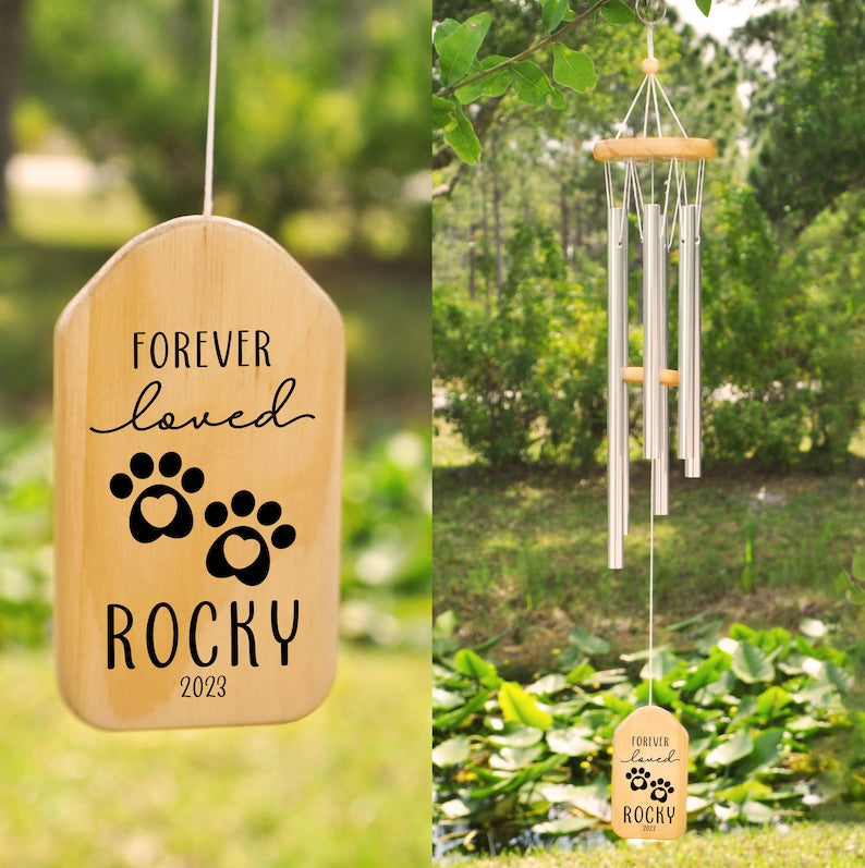 Forever Loved Personalized Wind Chimes, Pet Memorial Wind Chime, Pet Gift, Remembrance Wind Chime, Bereavement Gift, In Memory, Dog Loss, Pet Loss il_794xN.4718503030_ak10.jpg