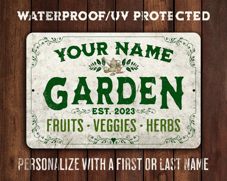 Personalized Garden Sign | Rustic Distressed Finish | 9 Custom Text options | Outdoor Garden Decor | Gift for Her | Mother's Day Gift