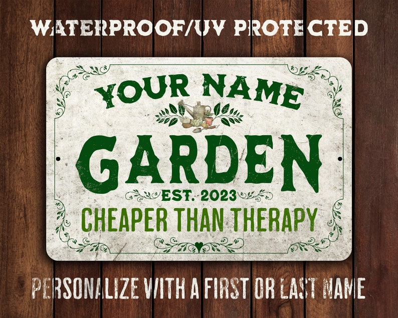 Personalized Garden Sign | Rustic Distressed Finish | 9 Custom Text options | Outdoor Garden Decor | Gift for Her | Mother's Day Gift