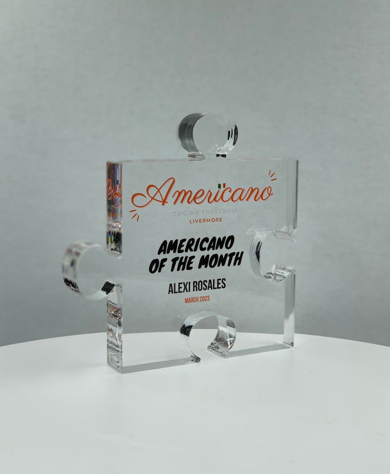 Puzzle Trophy, Stackable Award, Education Trophy, Math Gift, Graduation, Patent Award - Acrylic with Color Prints - Free Customization
