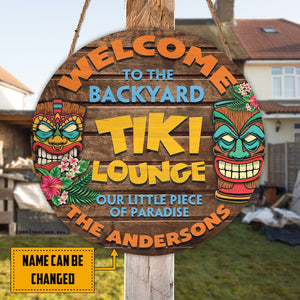 Personalized Tiki Bar Round Wood Sign Tiki Bar Tiki Hut Tiki Lounge Outdoor Bar Backyard Decor Beach House Tiki Decor Pool Sign Bar Sign